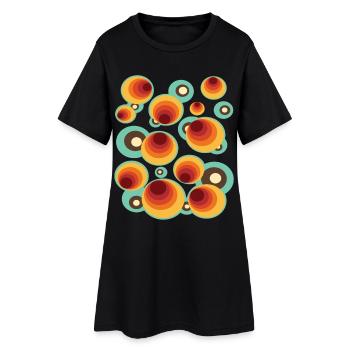 50er 60er Retro Muster Kreis Stilmuster - Frauen T-Shirt-Kleid - Schwarz - Vorne