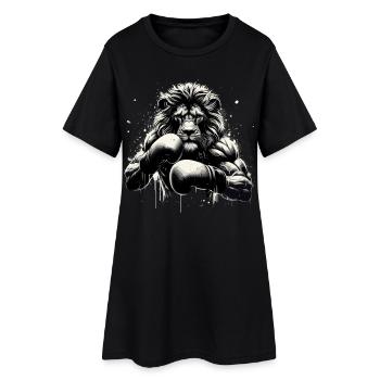 Lion Boxer Fighter Boxing Gift - Women’s T-Shirt Dress - black - Front