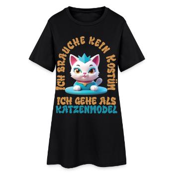 Katzenmodel - Karneval - Frauen T-Shirt-Kleid - Schwarz - Vorne