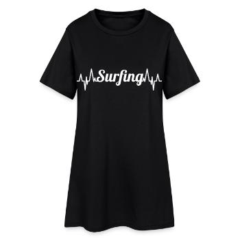 Fréquence du pouls du surf - Robe T-shirt Femme - noir - Devant
