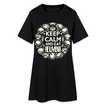 Gardez votre calme et mangez Pelmeni cadeau - Robe T-shirt Femme - noir - Devant