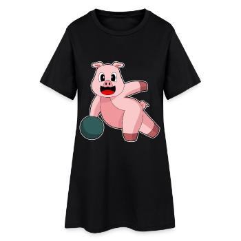 Cochon Bowling Boule de bowling - Robe T-shirt Femme - noir - Devant