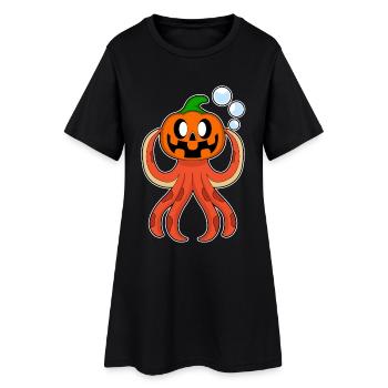 Octopus Halloween Pumpkin - Women’s T-Shirt Dress - black - Front