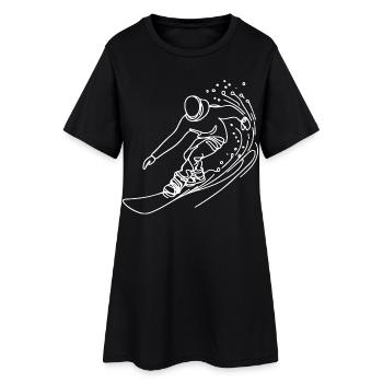 Dessin de snowboarder - Robe T-shirt Femme - noir - Devant