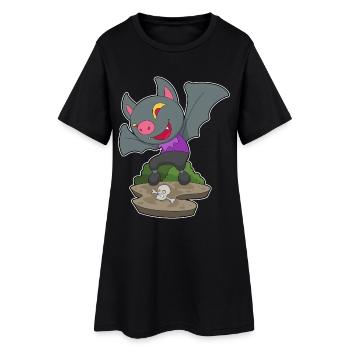 Bat Halloween Skull - Women’s T-Shirt Dress - black - Front