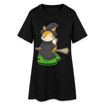 Fuchs Hexe Besen - Frauen T-Shirt-Kleid - Schwarz - Vorne