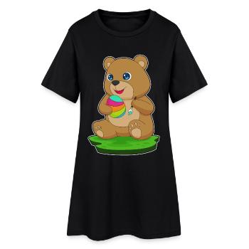 Peinture de Pâques Bear - Robe T-shirt Femme - noir - Devant