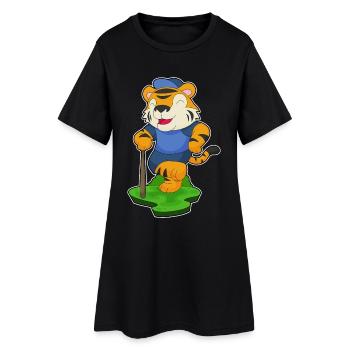 Tiger Baseball Baseballschläger - Frauen T-Shirt-Kleid - Schwarz - Vorne