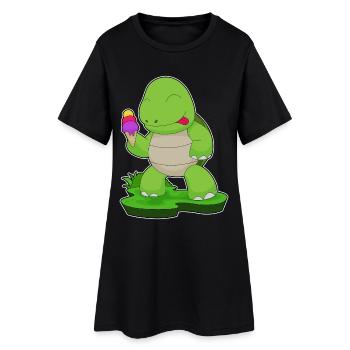 Crème glacée gaufrée tortue - Robe T-shirt Femme - noir - Devant