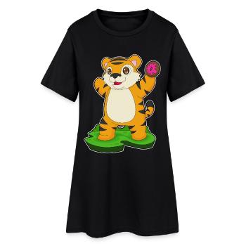 Tiger Donut - Frauen T-Shirt-Kleid - Schwarz - Vorne