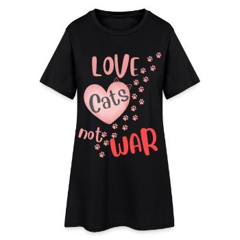 Aime les chats, pas la guerre, - Robe T-shirt Femme - noir - Devant