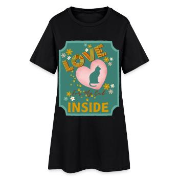 Design du cœur de l’amour à l’intérieur de mon chat - Robe T-shirt Femme - noir - Devant