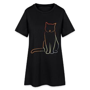 Chat au look vintage - Robe T-shirt Femme - noir - Devant