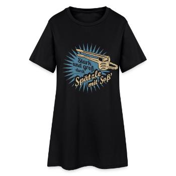 Spätzle mit Soß' - Frauen T-Shirt-Kleid - Schwarz - Vorne