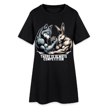 Bras de fer bras de fer loup et lapin cadeau - Robe T-shirt Femme - noir - Devant