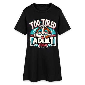 Chien trop fatigué rétro - Robe T-shirt Femme - noir - Devant