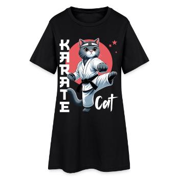 Drôle de chat Karaté Chat Arts Martiaux Design - Robe T-shirt Femme - noir - Devant