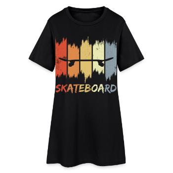 Skateboard Look rétro - Robe T-shirt Femme - noir - Devant