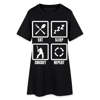 Manger Sommeil Cricket Répéter - Robe T-shirt Femme - noir - Devant