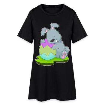 Hase Ostern Osterei - Frauen T-Shirt-Kleid - Schwarz - Vorne