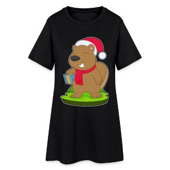 Beaver Christmas Package - Women’s T-Shirt Dress - black - Front