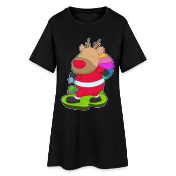 Sac de Noël en forme de renne - Robe T-shirt Femme - noir - Devant