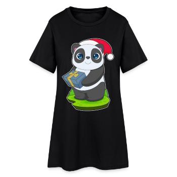 Forfait Noël Panda - Robe T-shirt Femme - noir - Devant