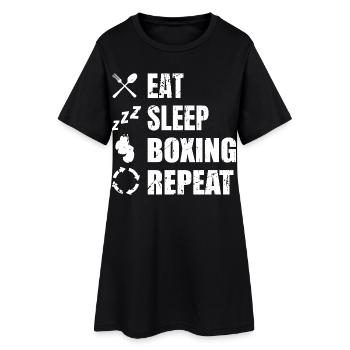 Manger Sommeil Boxe Répéter - Robe T-shirt Femme - noir - Devant