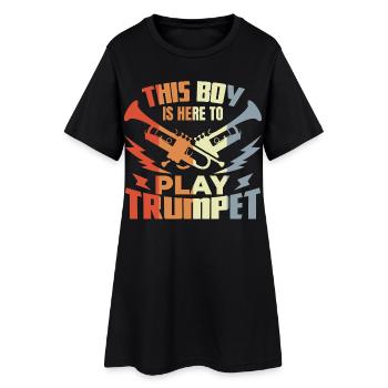 Garçon jouant de la trompette - Robe T-shirt Femme - noir - Devant