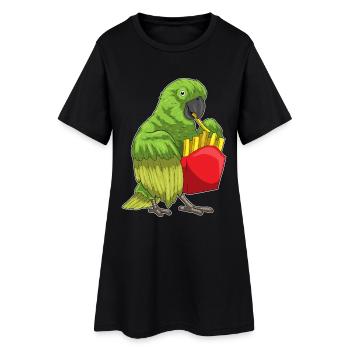 Frites perroquet - Robe T-shirt Femme - noir - Devant
