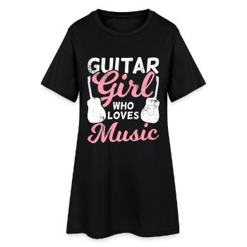 Fille de guitare qui aime la musique - Robe T-shirt Femme - noir - Devant