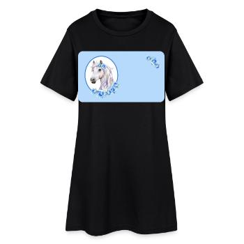 Cheval blanc - Roses bleu clair | Personnalisable - Robe T-shirt Femme - noir - Devant