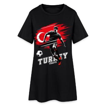 Football Turquie Türkiye Flag Joueur de drapeau - Robe T-shirt Femme - noir - Devant