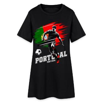 Football Portugal Flag Flag Player Grunge - Women’s T-Shirt Dress - black - Front