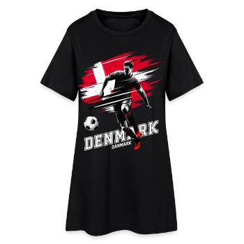 Fußball Dänemark Danmark Flagge Fahne Spieler - Frauen T-Shirt-Kleid - Schwarz - Vorne