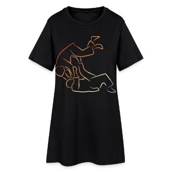 Dessin de combattant de judo - Robe T-shirt Femme - noir - Devant