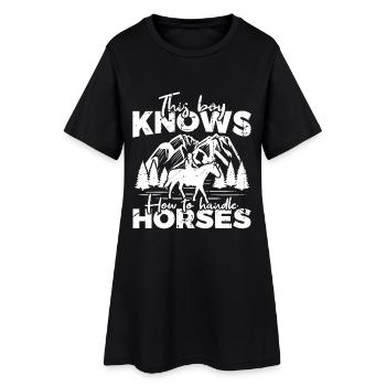 Junge weiß wie man mit Pferden umgeht - Frauen T-Shirt-Kleid - Schwarz - Vorne