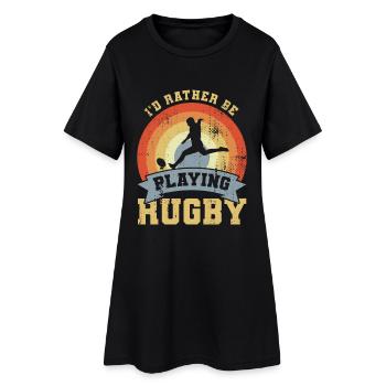 Blague sur le rugby - Robe T-shirt Femme - noir - Devant