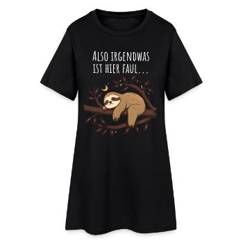 Il y a quelque chose de louche ici | Cadeau de paresseux - Robe T-shirt Femme - noir - Devant