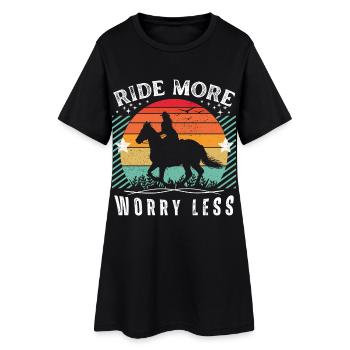 Ride More Worry Less - Horse Lovers Gift Idea - Frauen T-Shirt-Kleid - Schwarz - Vorne
