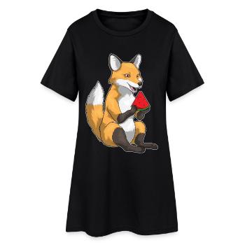 Fuchs Wassermelone - Frauen T-Shirt-Kleid - Schwarz - Vorne