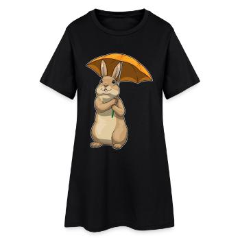 Parapluie Lapin - Robe T-shirt Femme - noir - Devant
