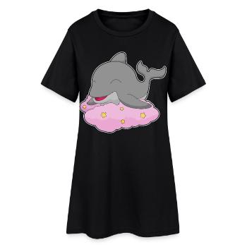 Nuages de dauphins - Robe T-shirt Femme - noir - Devant