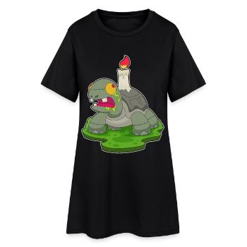 Schildkröte Halloween Zombie Kerze - Frauen T-Shirt-Kleid - Schwarz - Vorne