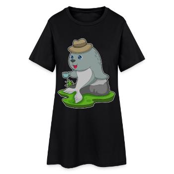 Tasse à café Seal - Robe T-shirt Femme - noir - Devant