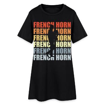 Retro Horn - Frauen T-Shirt-Kleid - Schwarz - Vorne