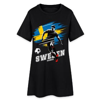 Schwedischer Fußballspieler mit Flagge - Frauen T-Shirt-Kleid - Schwarz - Vorne