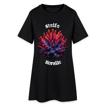 Koralle - Frauen T-Shirt-Kleid - Schwarz - Vorne
