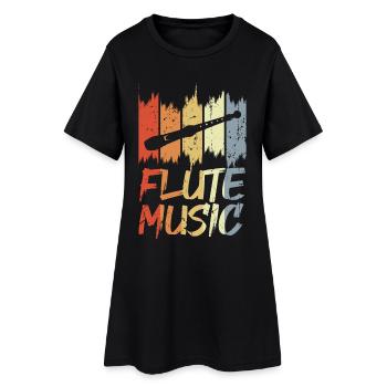 Vintage Flöte Musik - Frauen T-Shirt-Kleid - Schwarz - Vorne