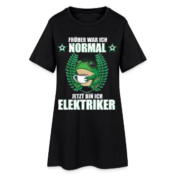 Lustiger Spruch Elektriker Beruf Frosch Kaffee - Frauen T-Shirt-Kleid - Schwarz - Vorne
